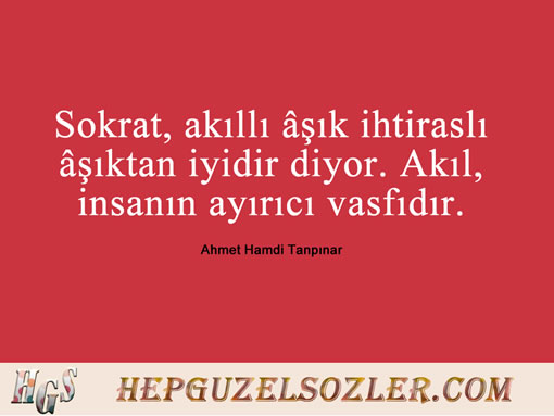 Ahmet-Hamdi-Tanpinar-Huzur - Sokrat akıllı şık ihtiraslı şıktan iyidir diyor Akıl...